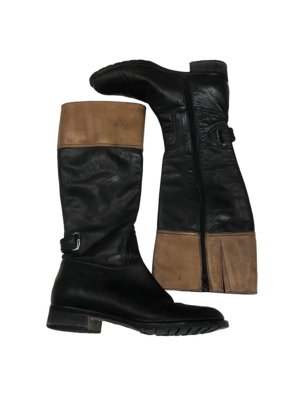 LAVORAZIONE Artigiana Leather Colour Block Tall Riding Boots, size 37
